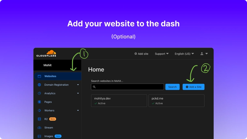 向您的 Cloudflare 帐户添加新域名