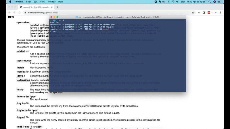 生成的密钥和证书