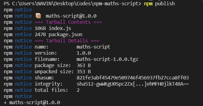 npm 发布成功消息