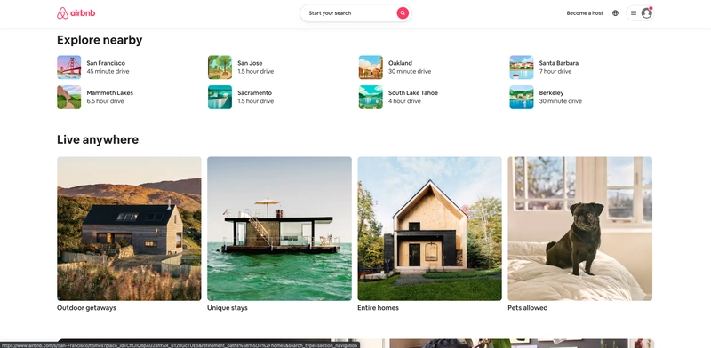 Airbnb 网站部分