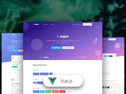 Vue 模板 — Argon Design,一个用 Vue.js 编写的开源入门模板。