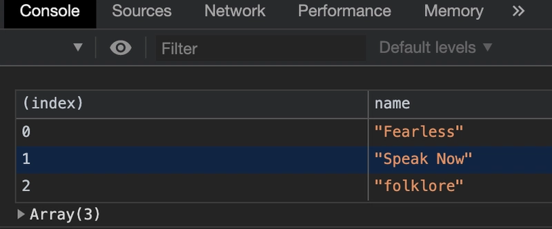 带有额外列参数的 console.table