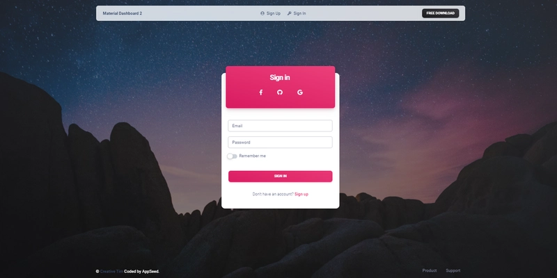 Bootstrap 5 材料仪表板 - 登录示例页面。