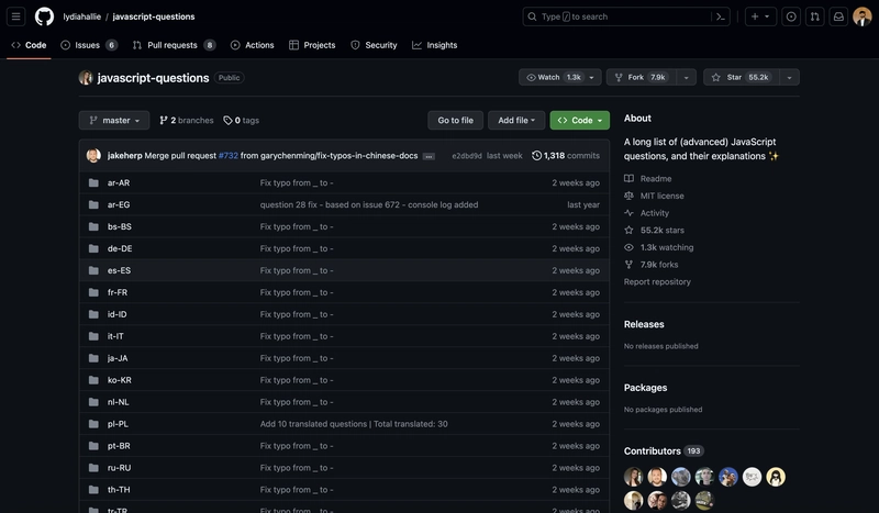 Javascript 问题 Github repo