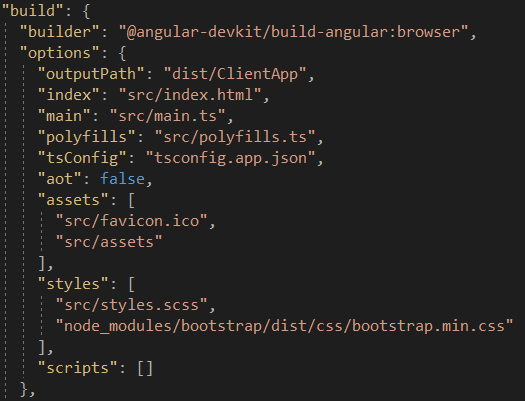 Angular.json 构建节点