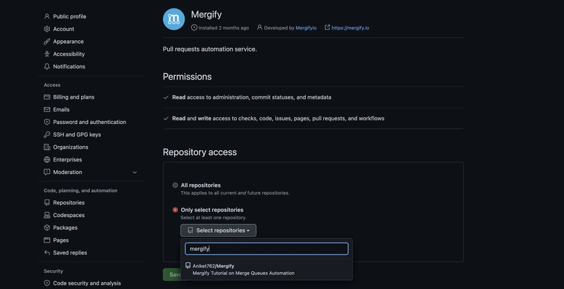 将 Mergify Repo 添加到 Mergify