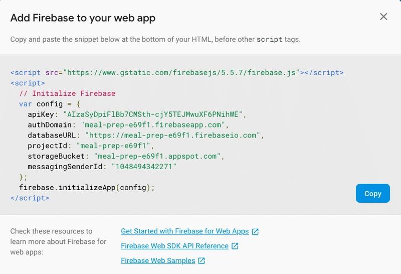 Firebase 配置片段