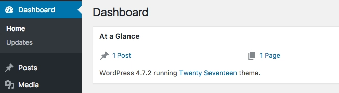 WordPress 仪表板 - 更新部分