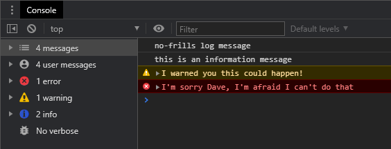 Chrome DevTool 日志消息类型