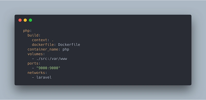 docker-compose.yml 添加 php 服务的截图