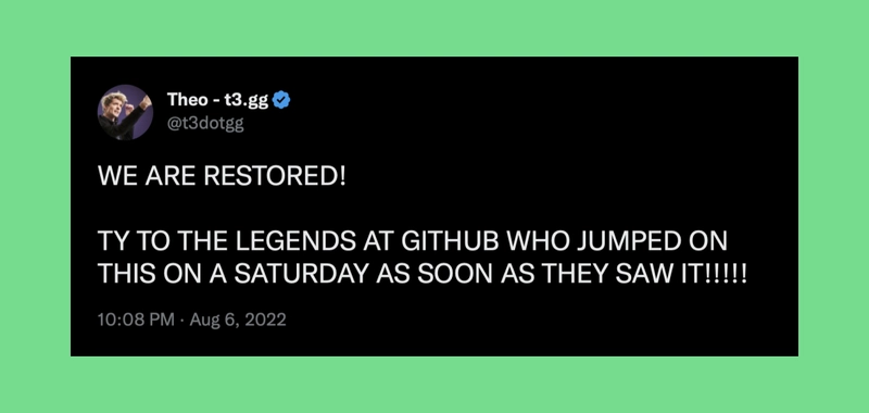 GitHub 恢复了 T3 仓库
