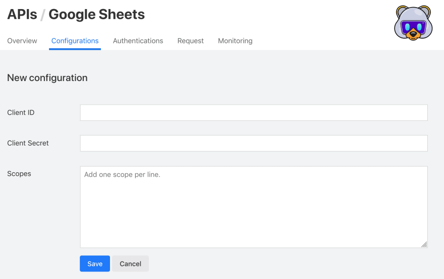 配置 Google Sheets 与 Pizzly 的集成