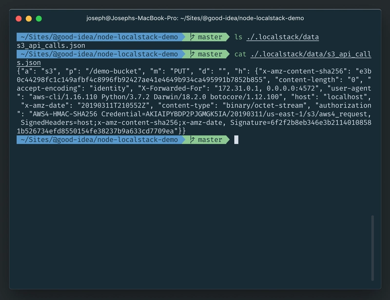 Localstack S3 JSON