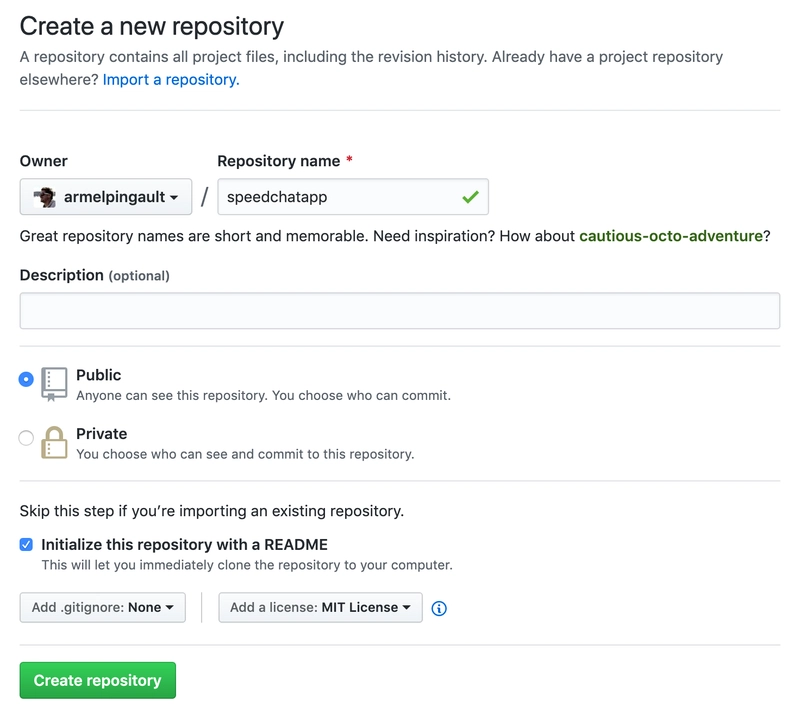 在 Github 上创建新的存储库