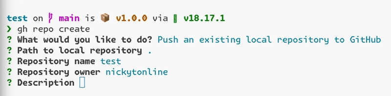 GitHub CLI 提示输入仓库描述