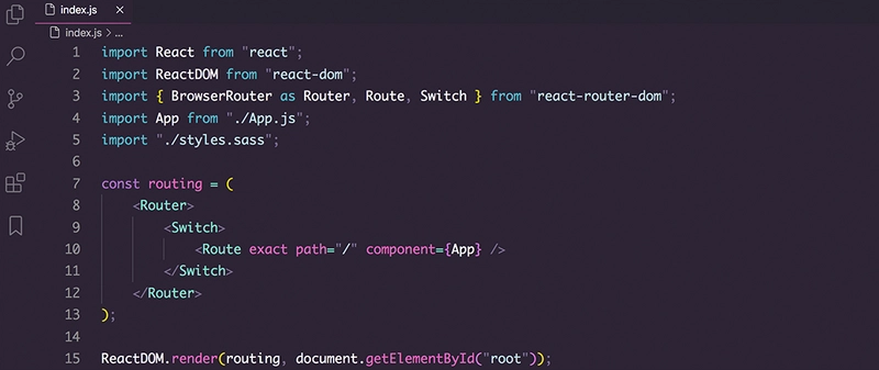 使用 LaserWave 主题的 React 代码片段