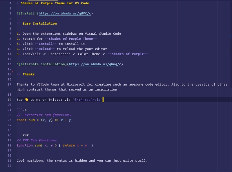 VS Code 的紫色色调