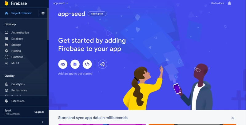 Firebase - 新项目,确认步骤。
