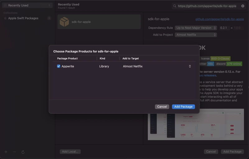 将软件包添加到目标
