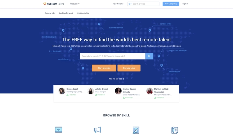 HubStaff Talent 主页截图