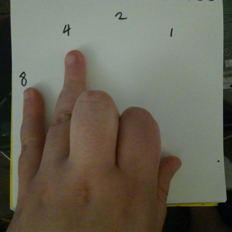 小指和无名指向上，中指和食指向下