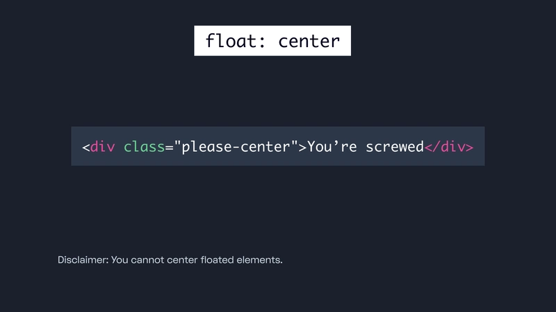 使用 float: center css 无法同时水平和垂直居中元素