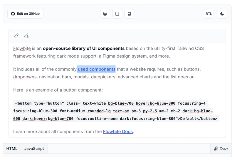 Tailwind CSS WYSIWYG 链接