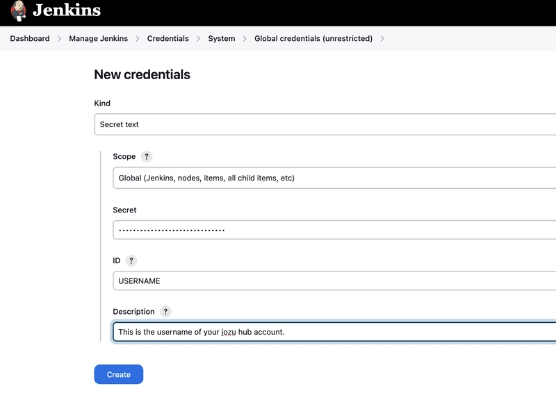 创建用户名凭据