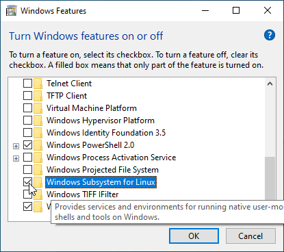 适用于 Linux 的 Windows 子系统功能