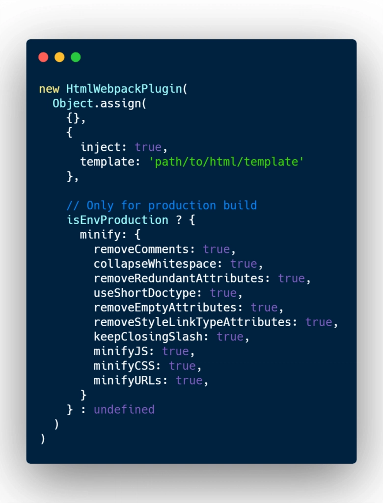 Mnify HTML webpack 插件仅适用于生产环境