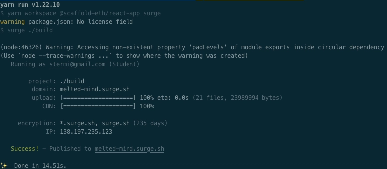 在 Surge 上部署成功!