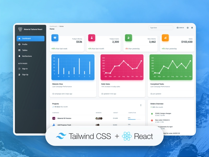 Material Tailwind Dashboard React - 开源 React 模板