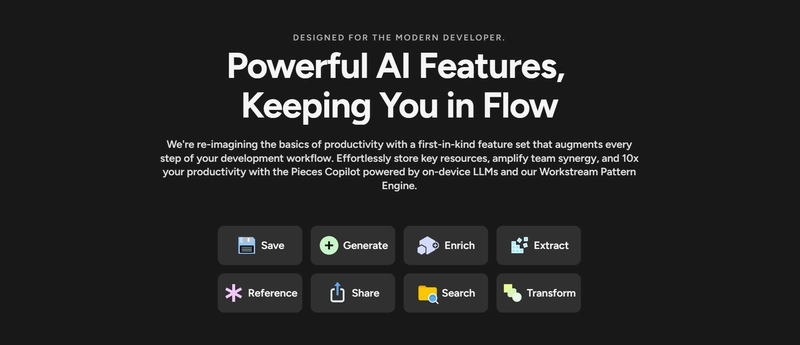 突出显示面向开发人员的 AI 功能的屏幕截图