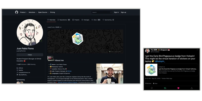 GitHub 个人资料和推文