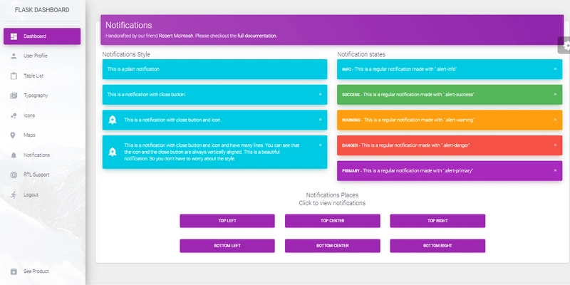 Material Dashboard - Flask Dashboard。