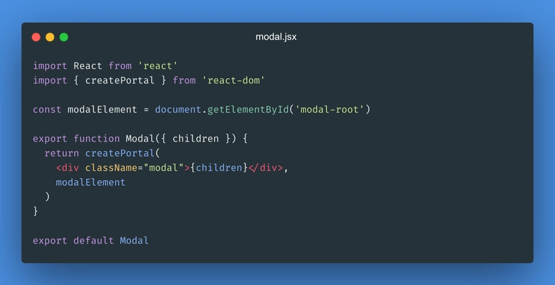 React 模态门户