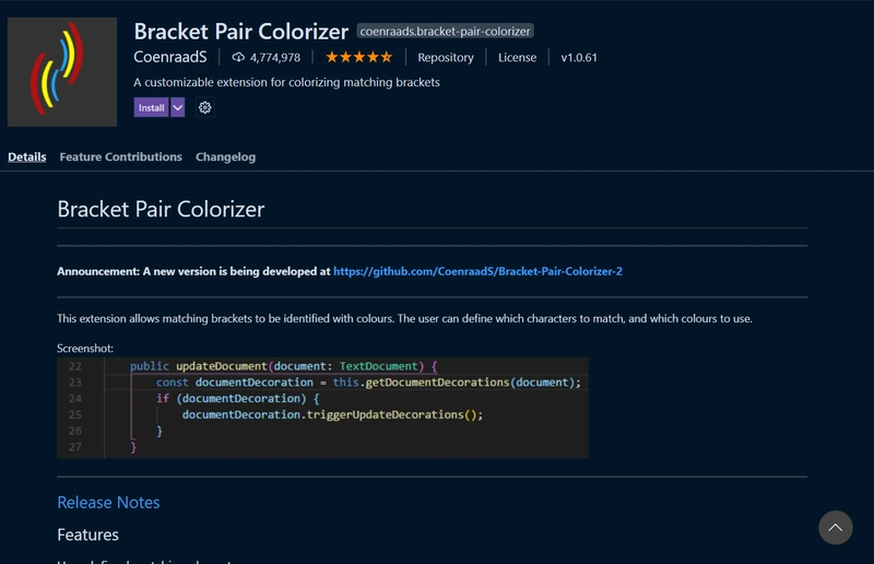2021-03-19 23_04_49-Extension_ Bracket Pair Colorizer - 02 - 作品集网站 - Visual Studio Code