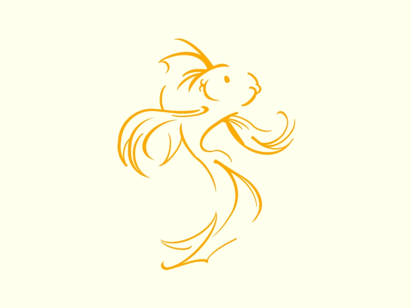 用线条画的锦鲤卡通画