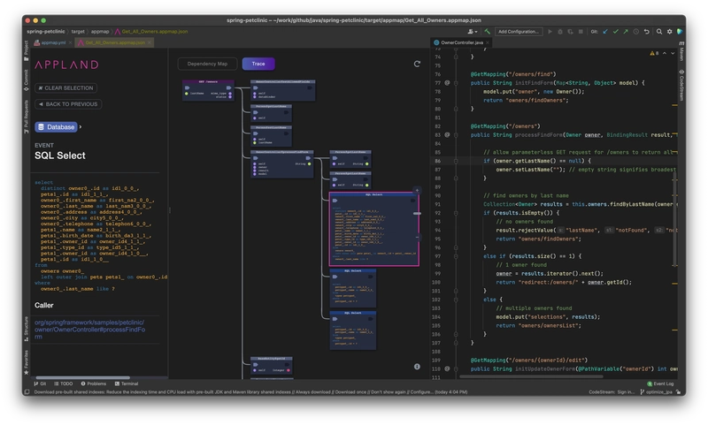 IntelliJ 中的 AppMap 截图