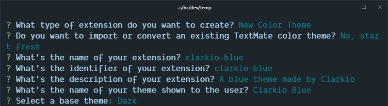 VS Code Yeoman Generator - 在终端/命令提示符中运行代码的结果