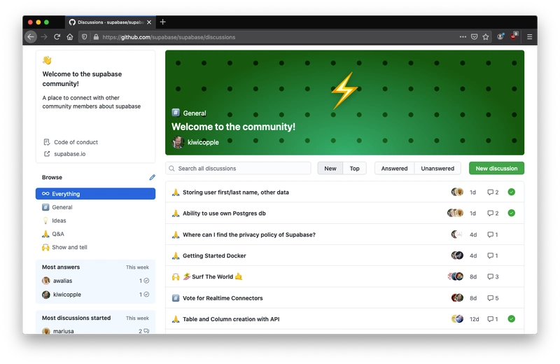 这是我们的 GitHub 讨论区的屏幕截图，这是 GitHub 的一项新功能