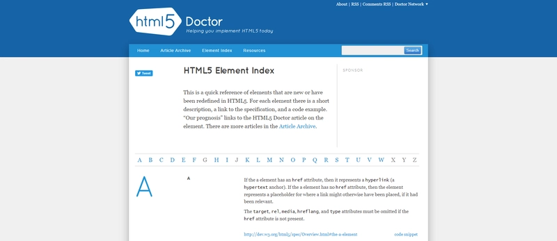 HTML5 元素索引