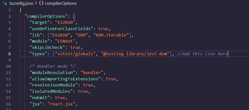 将 Vitest 类型添加到 TypeScript 配置中