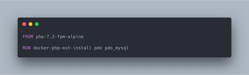 用于构建 PHP 镜像的 Dockerfile 屏幕截图