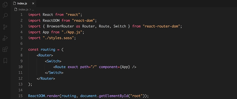 使用 Min-Dark 主题的 React 代码片段