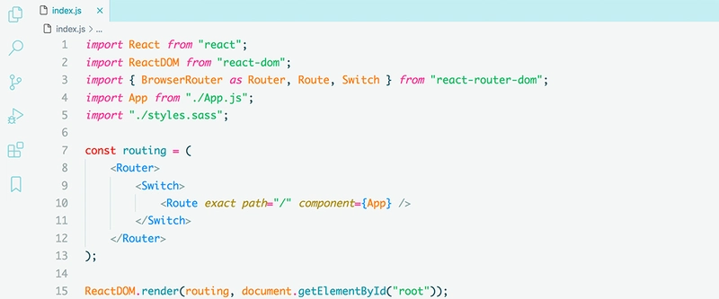 使用 Noctis - Hibernus 主题的 React 代码片段
