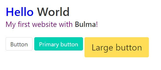 Bulma CSS - 带有按钮的最小启动器。