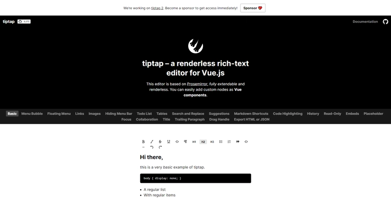 Tiptap v1 登陆页面