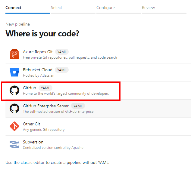 选择 github
