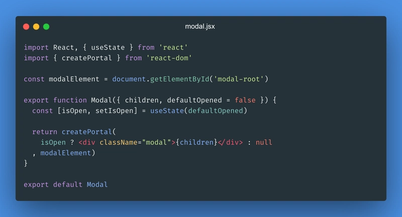 打开 React Modal